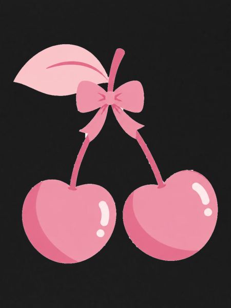 Pink cherries with bow