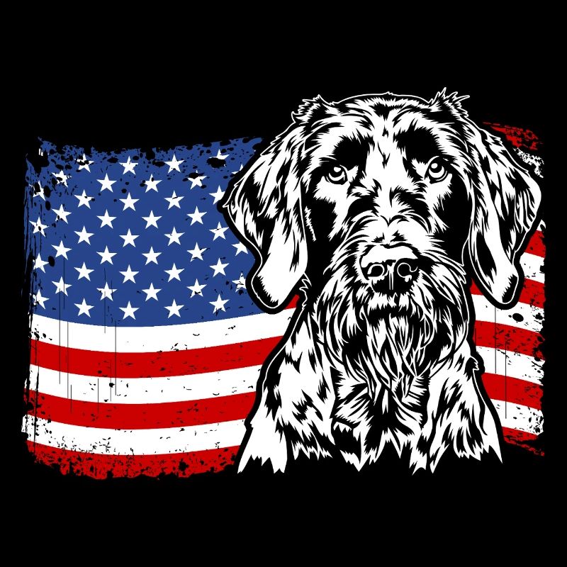 German Wirehaired US America Flag Dogs Wilsigns