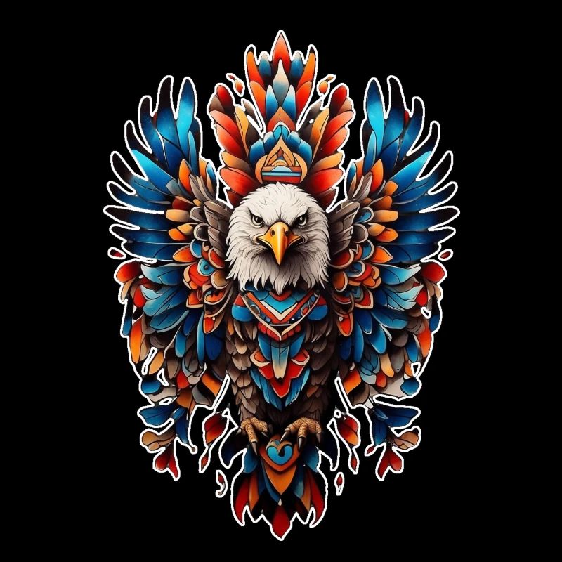 Tattoo Eagle Color Streamline Design