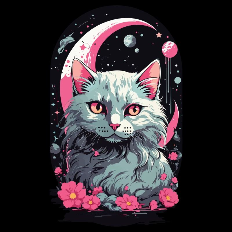 Gothic Pastel Magic Cat Night Aesthetic