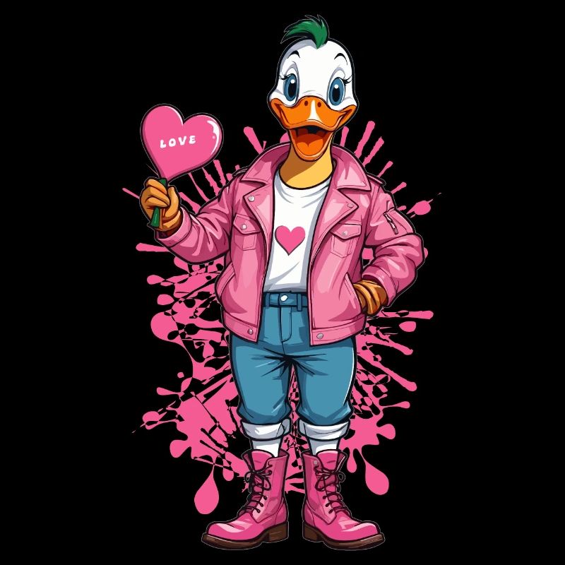 Punk duck with heart
