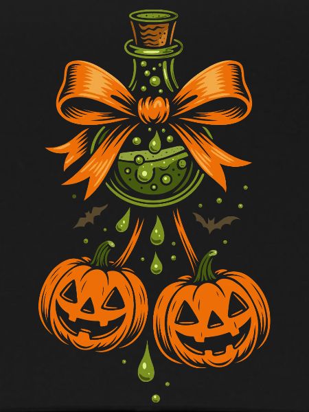 Halloween magic potion with pumpkins