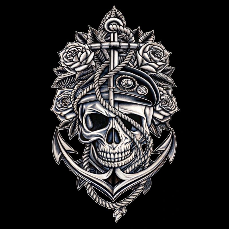 Navy Totenkopf Anker Gothic Totenschädel