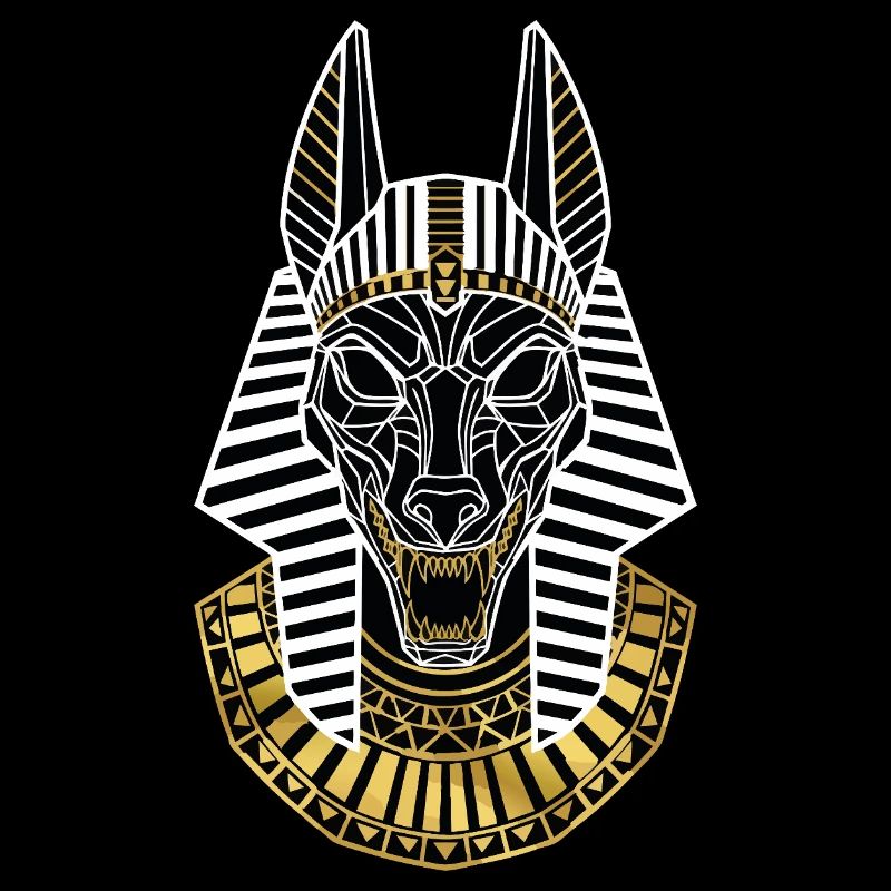 Masque Égyptien Anubis Or et Blanc Totem Divin