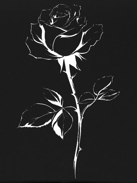 White Rose Line Art Silhouette
