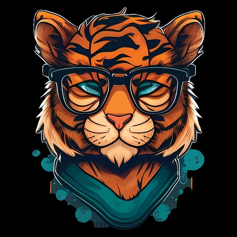 Tiger als Nerd mit Buch