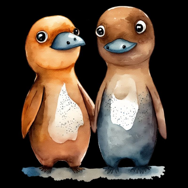 Paire d’ornithorynques aquarelle