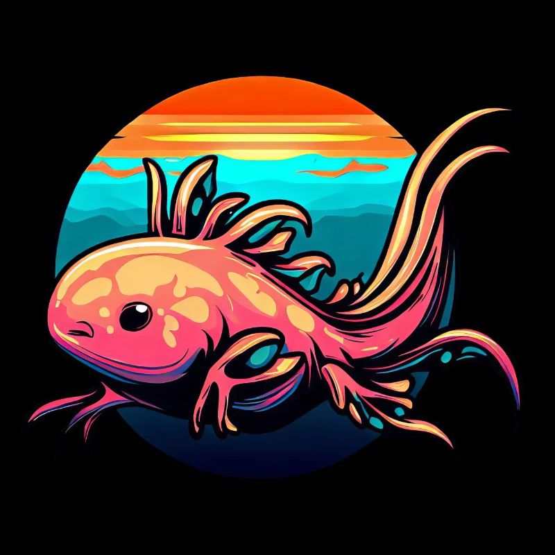 Mignon Axolotl Design Coucher de soleil Coucher de soleil