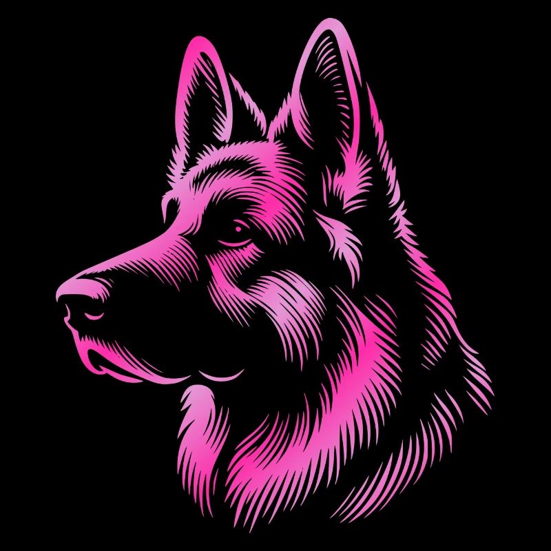 German Shepherd head pink