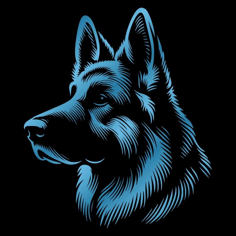 Deutscher Schäferhund Kopf blau