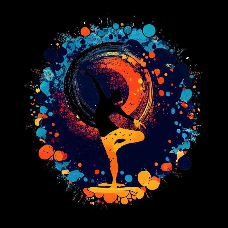 Œuvres d’art de danse de yoga colorées, points colorés