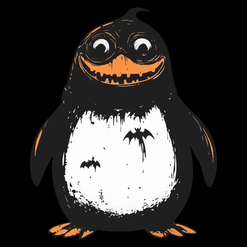 Pinguin Halloween Comic Lustig