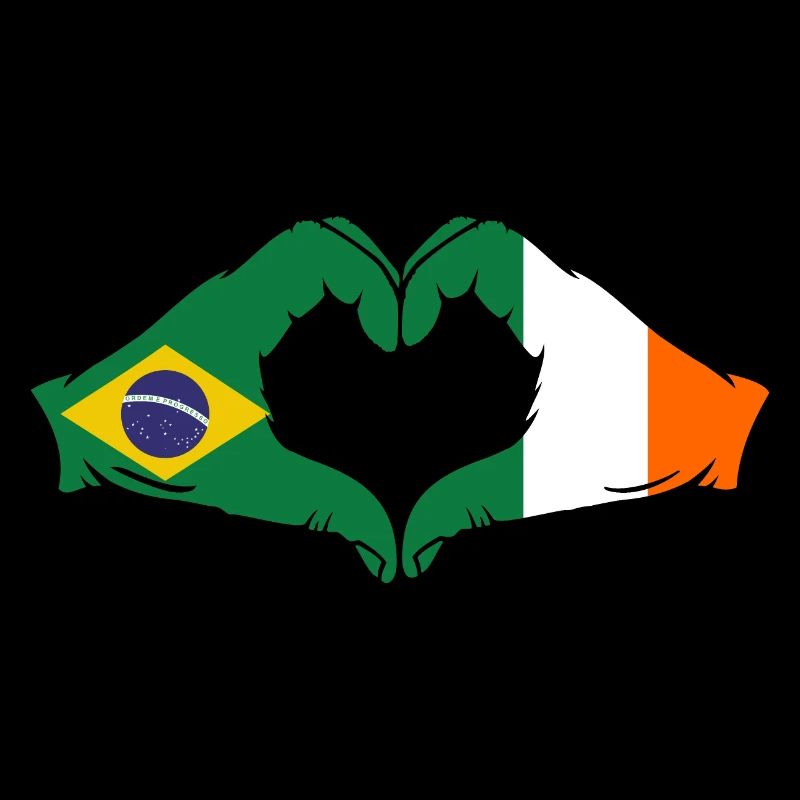 Brésil Irlande drapeau mains forme de coeur