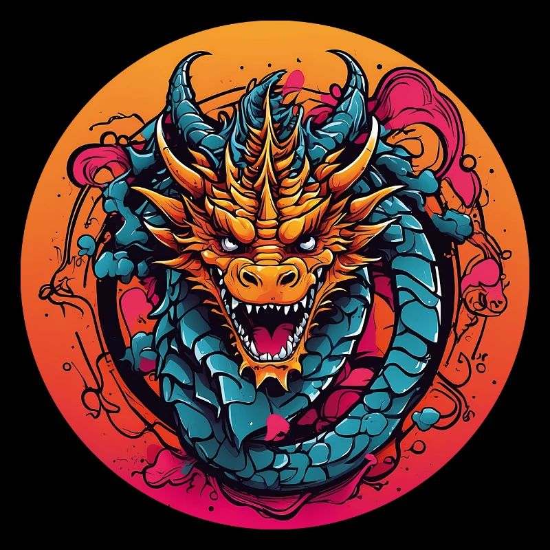 Motif dragon avec cornes