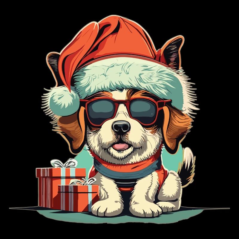 Cool Dog Sunglass posant Noël présent