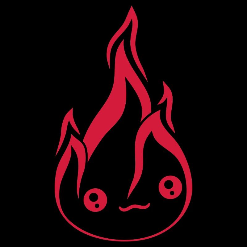 petit visage mignon mignon dessin animé comique feu f