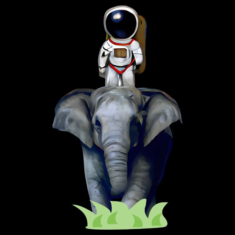 Astronaut on elephant adventure