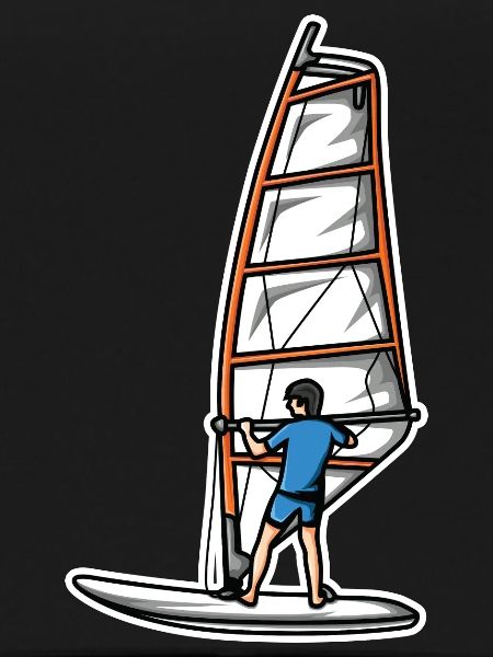 Funny windsurfer boy