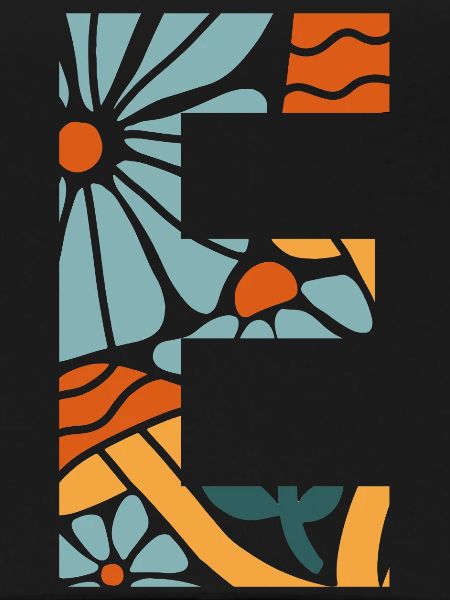 Buchstabe e Blumen groovy Geschenkidee