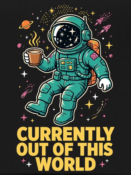 Astronaut with coffee in space