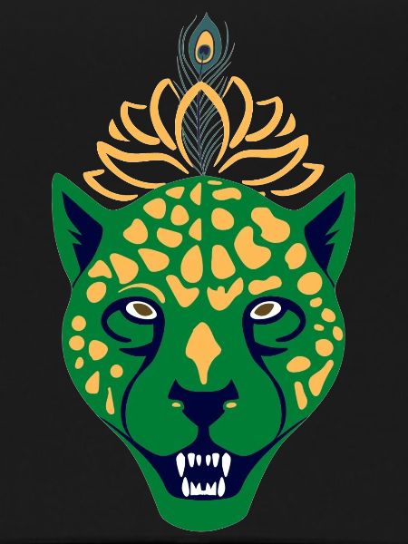 Grüner Leopard mit Feder