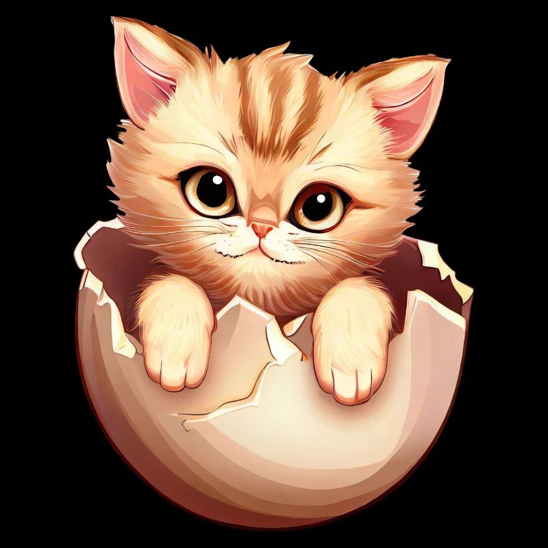 Kitten hatches from egg, Cute animal design