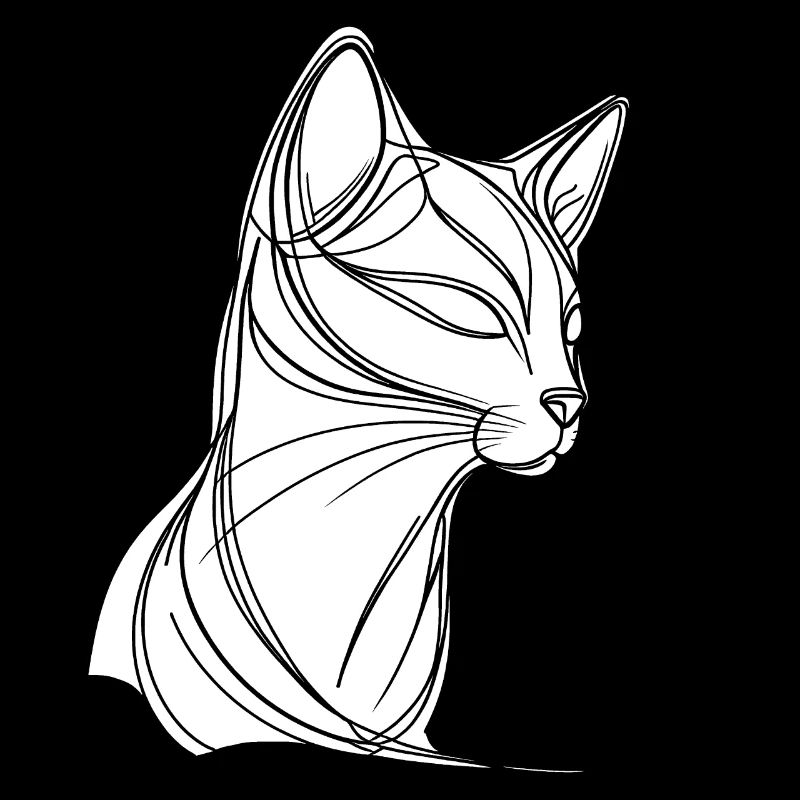 Chat dans l’art au trait fin