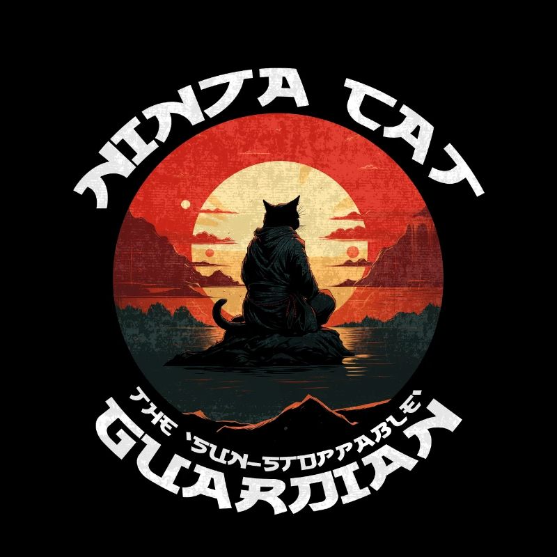 Funny Black Ninja Cat - Sunstoppable Guardian