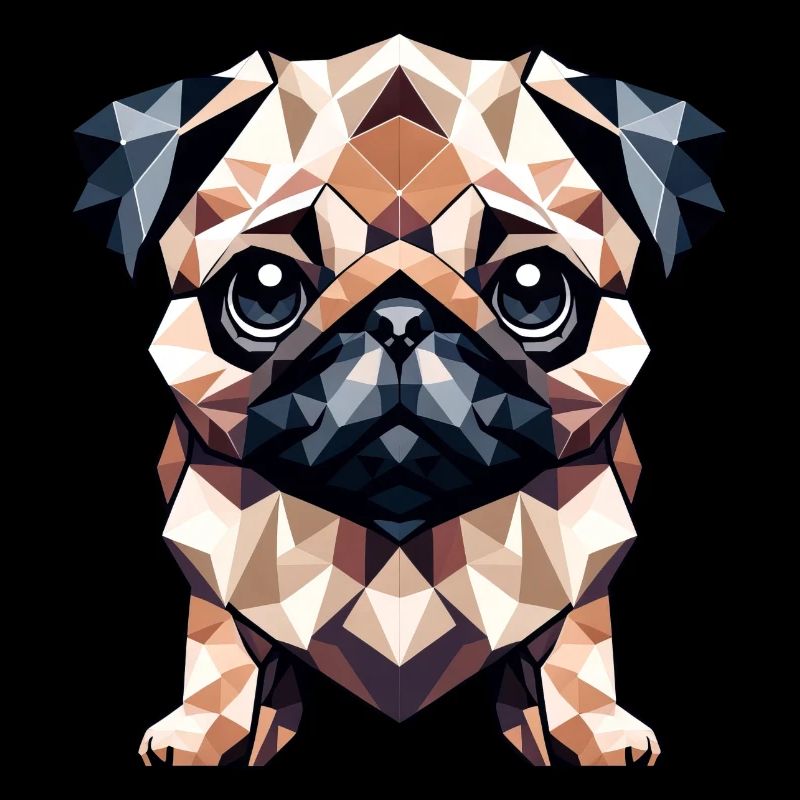 Mops in Polygon-Kunst Geometrisches Design