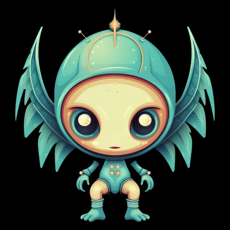 Alien Angel Wings Cyborg - Futuristic Design
