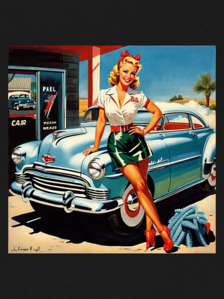 Retro Pinup am Oldtimer