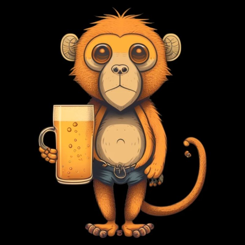 Funny monkey with beer