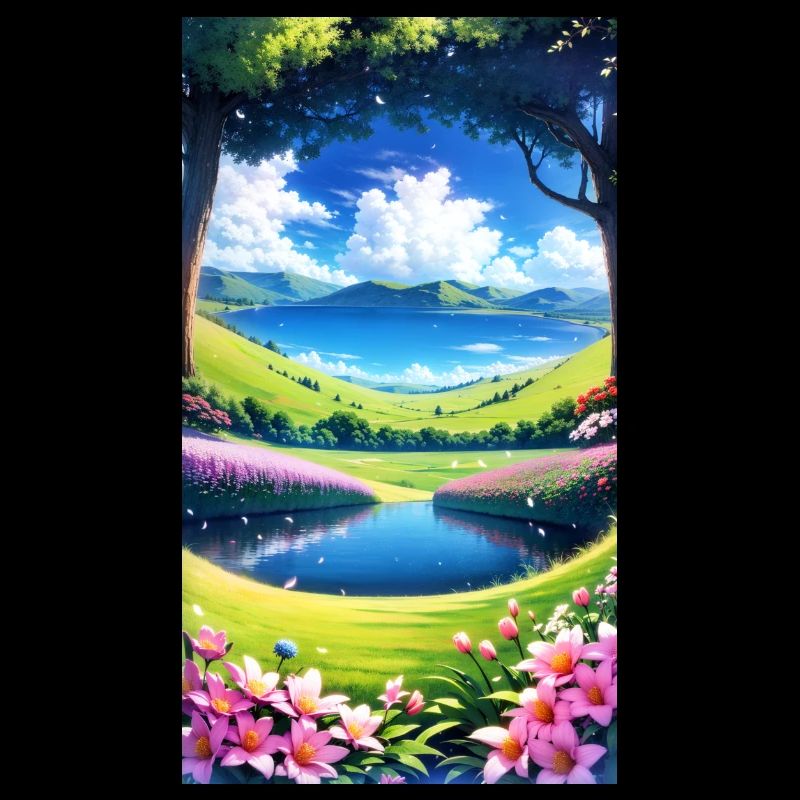Landschaft mit 4 Bereichen, Generative KI