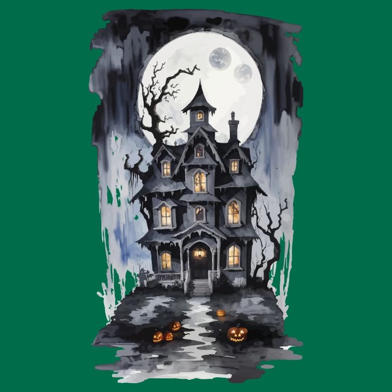 Halloween Full Moon Witch House Horror Design