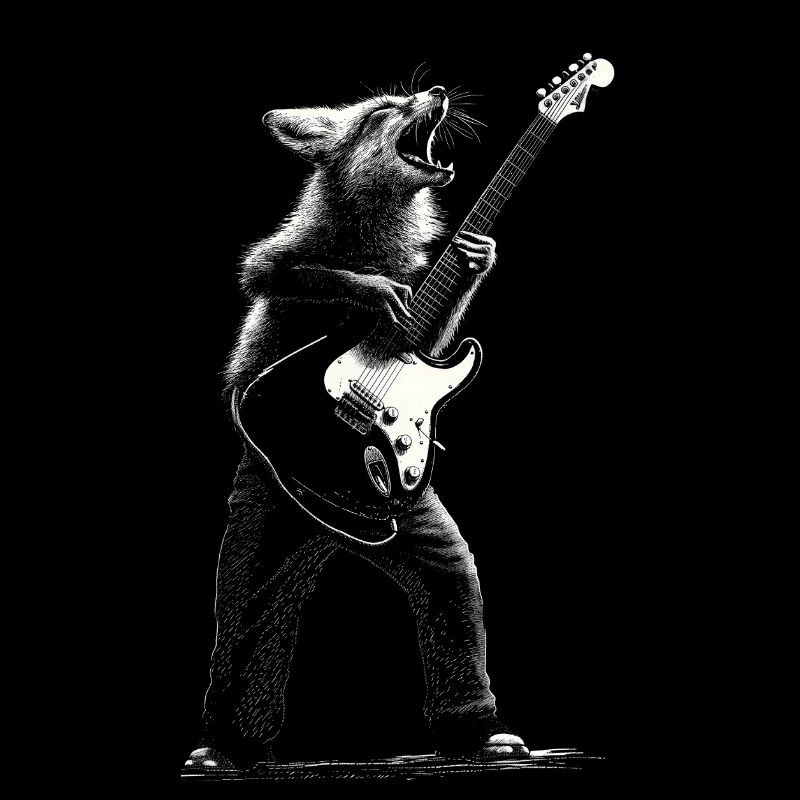 Rockender Rotfuchs mit E-Gitarre Geschenk Musikfan