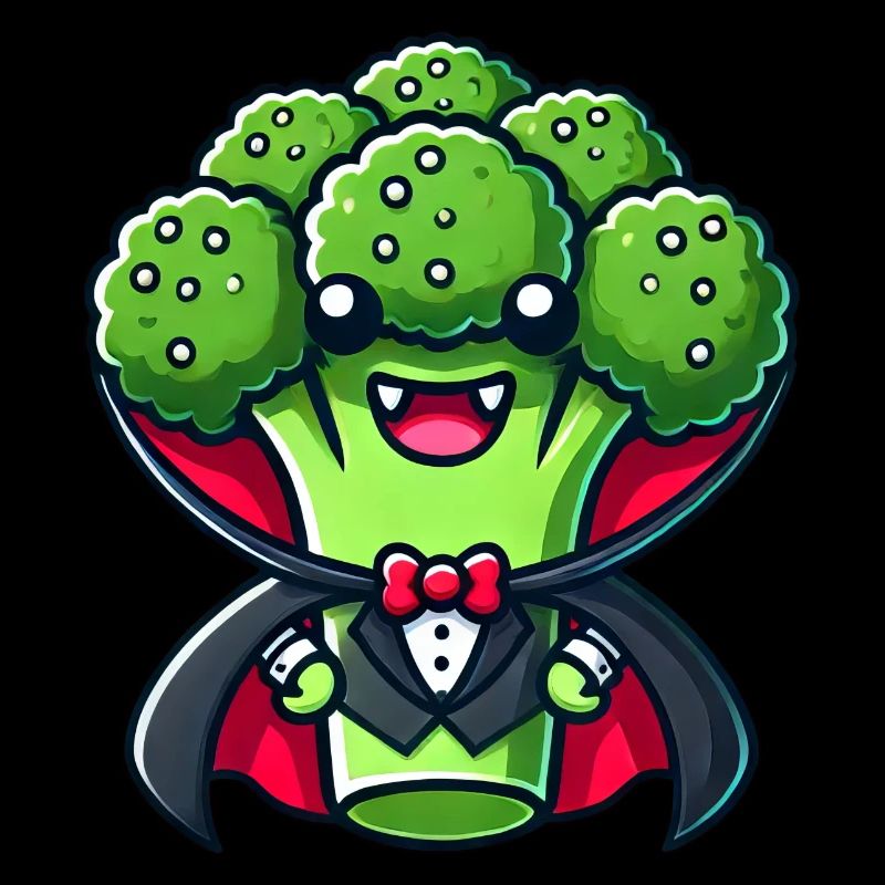 Cute Halloween Broccoli Vampire Cartoon