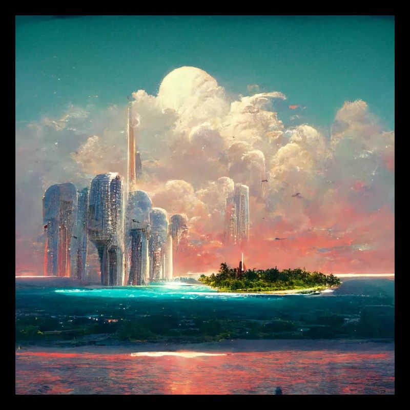 Future Paradise Island Painting