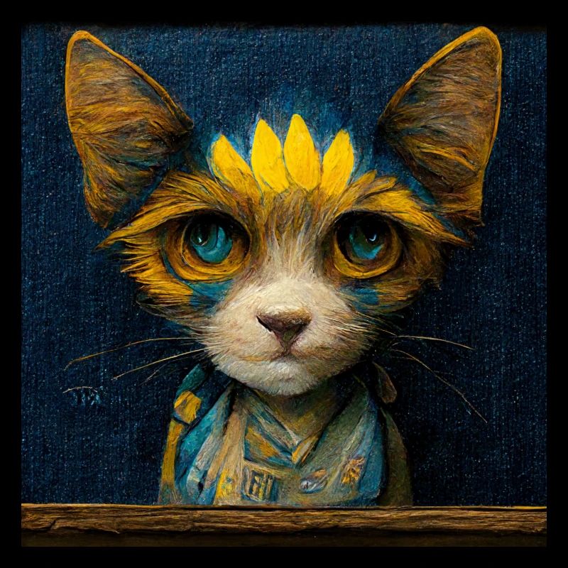 Süße Katze im Van-Gogh-Stil, sehr detailliert