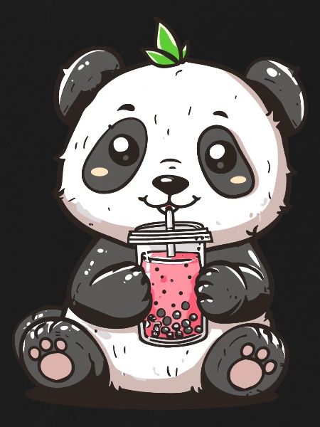 Niedlicher Panda mit Tee