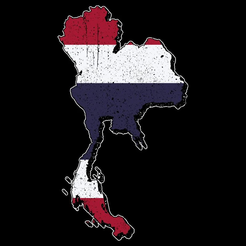 Carte de la Thaïlande avec le drapeau thaïlandais