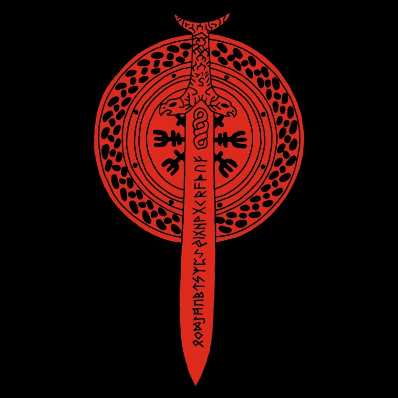 Viking sword and shield (red)