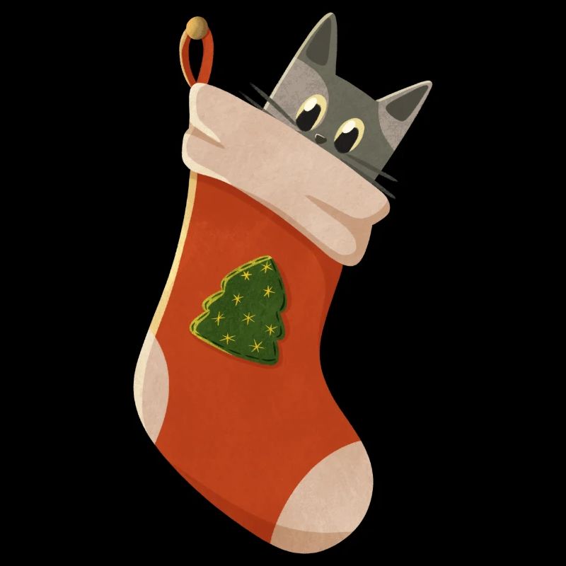 Chat en bas de Noël