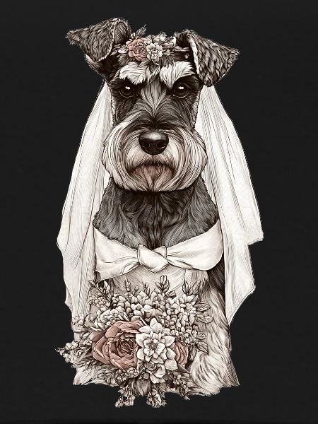 Schnauzer Bride with Flowers