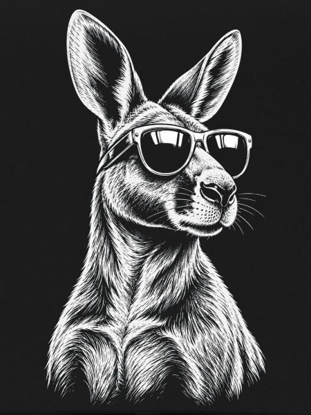 Känguru Skizze mit Sonnenbrille