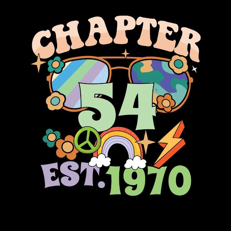 Turning 54 54th Birthday Retro Theme Peace Sign