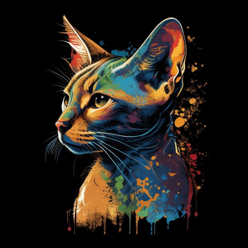 Abyssinian Cat Colorful Gauze