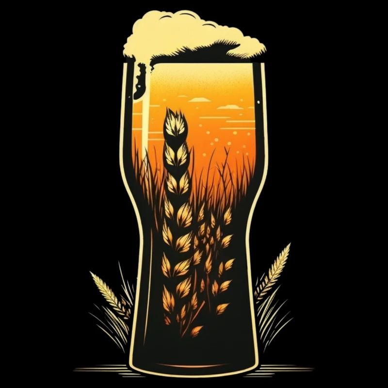 Verre à bière d’illustration cool avec orge brassicole