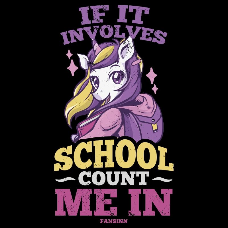 Einhorn Mädchen liebt die Schule Einschulung