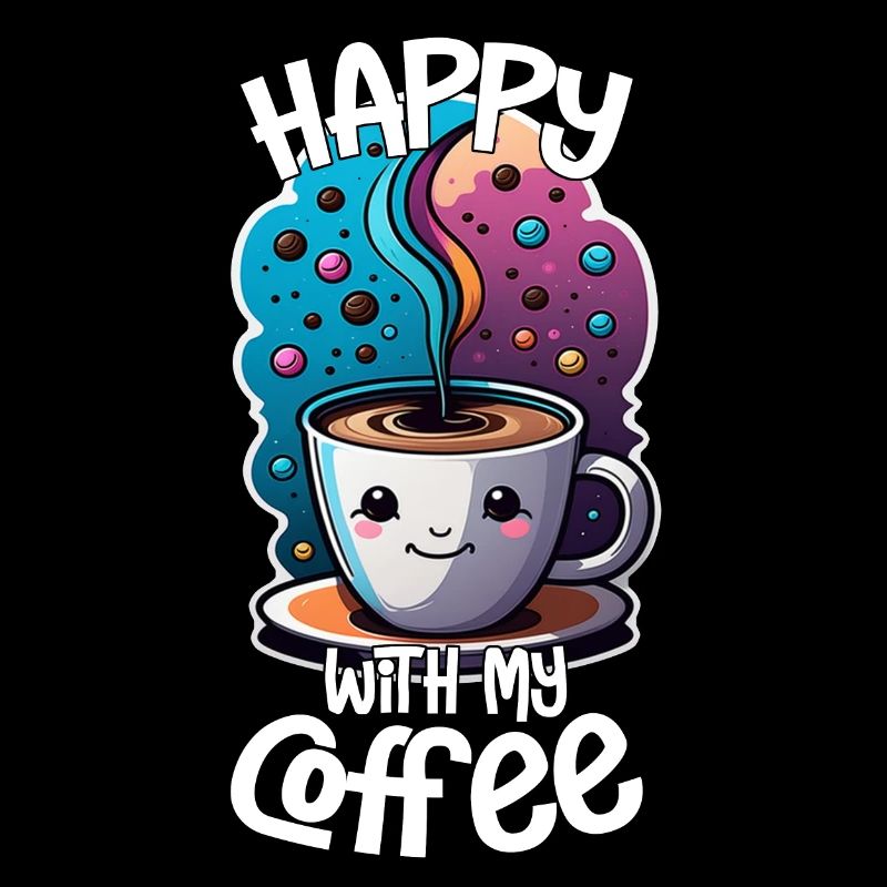 addiction au cafe - heureux avec du café