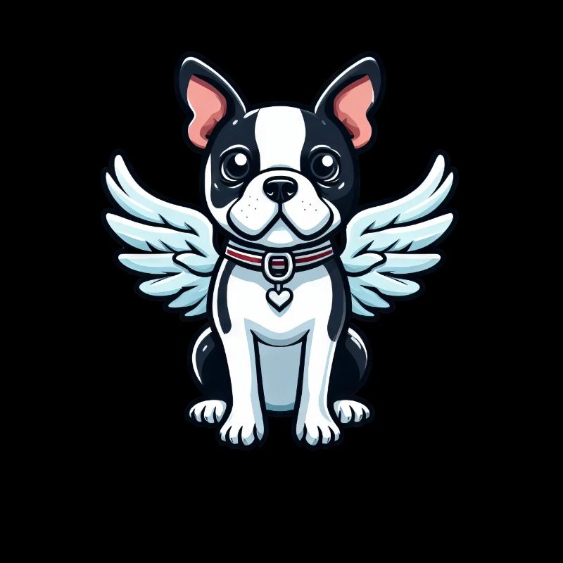 Cute Boston Terrier Angel in Comic Style